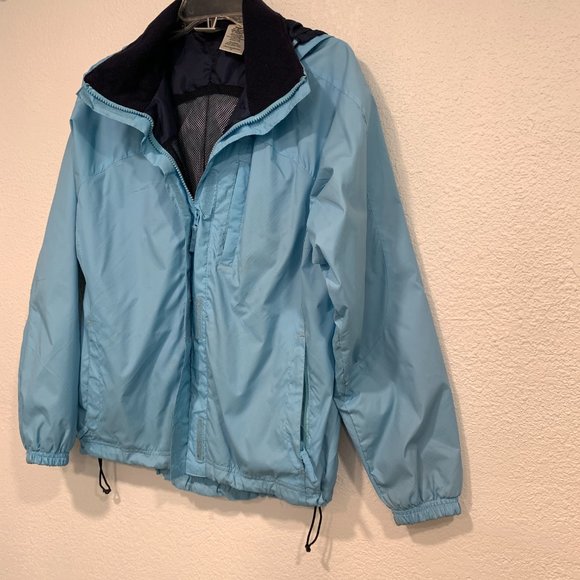 Athletic Works Rain Jacket Blue Nylon Hooded Lightweight Womens Size Med (8-10) - Picture 10 of 12